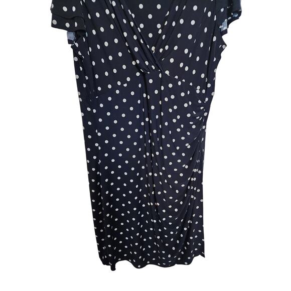 Lauren Ralph Lauren Polka Dot Faux Wrap Dress, 20W - Picture 3 of 8